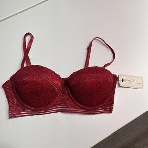 Forever 21 Lingerie Red Bra Push Up 34B Lace NEW